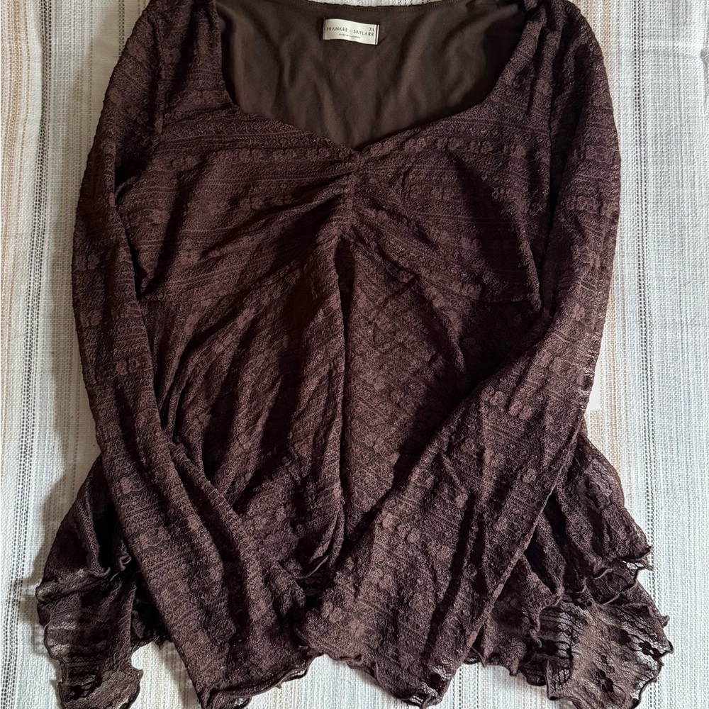 Elegant Brown Lace Blouse